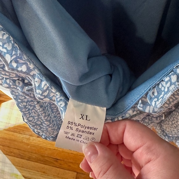 Blue Patterned Ruffle Dress - Picture 3 of 3